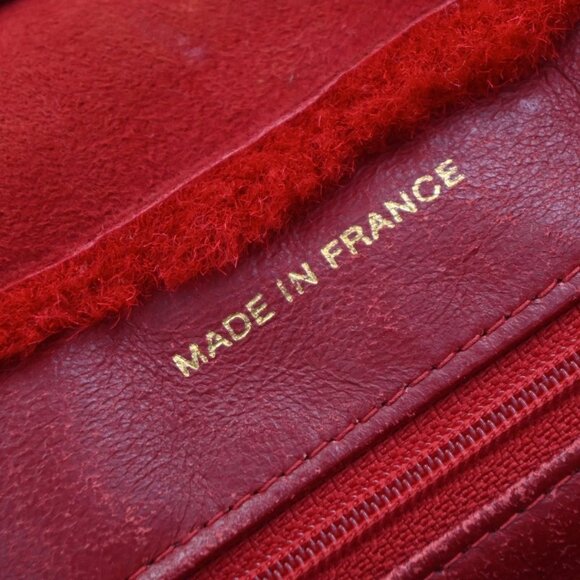 CHANEL CC Logo Hand Tote Bag Suede Shearling Fur Red GHW France 86KA838 - Picture 15 of 15